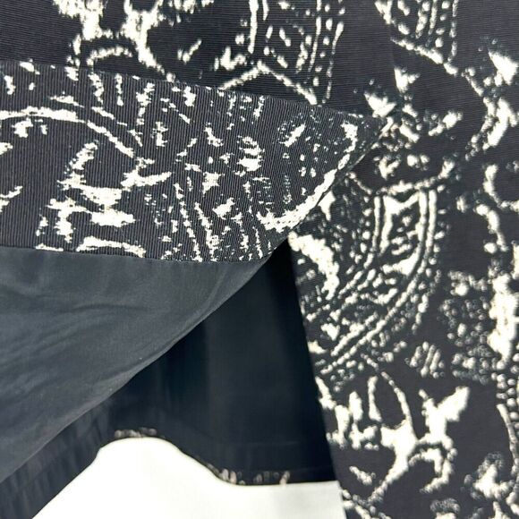 Talbots Women Size 16WP Skirt Black White Damask Knee Length Exposed Zipper U2 - Picture 7 of 12